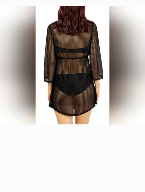 Jordan Taylor Black Sheer Mesh Swim Coverup - Picture 2 of 2